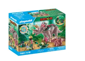 B0dqvpb7qt Playmobil Triceratops Family With Scientist And Egg - New