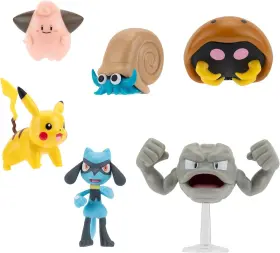 Pkw3613 Pokemon Battle Figure Pikachu Cleffa Omanyte Kabuto Riolu And Geodude 6-pack