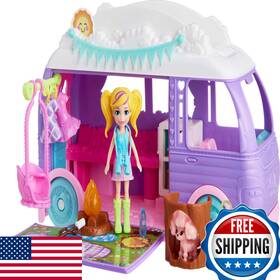 Polly Pocket B0dbrgw1l2 Doll Pet Playset Travel Toy Camping Food Accessories Glamping