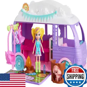 B0dbrgw1l2 Polly Pocket Doll Pet Playset Travel Toy Camping Food Accessories Glamping