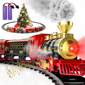 B0db237dfj Pupu Pig Christmas Electric Train Set For Kids 3-way Smoke Loco Lights And Sound