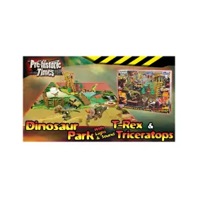 24377 Red Box Pre-historic Times Dinosaur Park With Light And Sound T-rex Triceratops Figures