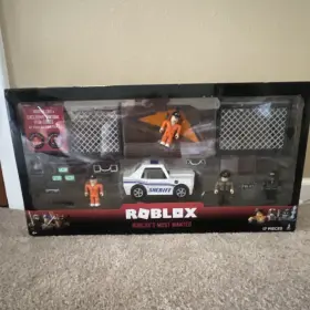 Rob0365-03085-wk Roblox Most Wanted Action Figures Playset 17pcs Sheriff Police Vehicle