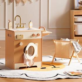 Robotime B0fnwdd3d3 Toy Kitchen Washer Playset Wooden Washing Machine For Kids Clothes