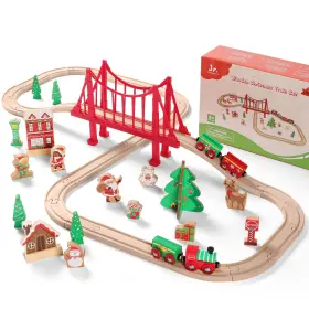 B0fpwxms5q Sainsmart Jr. Wooden Train Set 50 Pcs - Toy With Exquisite Box