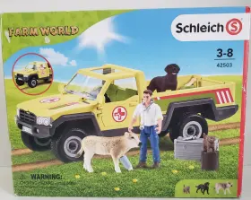 42503 Schleich 059433047706 Veternarian Farm Visit #42503 New In Box Vet Truck Calf Dog Kitten