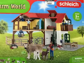 42407 Schleich Farm World Stable Barn House Playset Missing Cat/goat