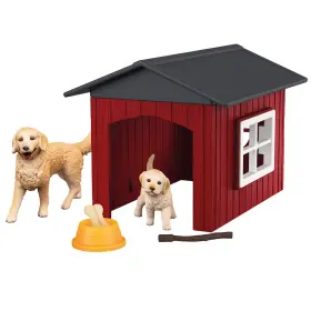 42722 Schleich Farm World Dog Kennel 6pc Playset Golden Retriever And Puppy House