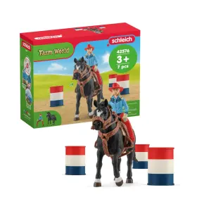 B09qh9q4wn Schleich Farm World 7pc Barrel Racing Set - Western Rodeo Toy Playset