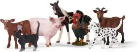 B0cj9ykszj Schleich Farm World 7-pc Animal Playset Dog Cat Pig Goat Rooster