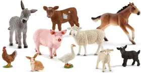 B0d79gzs3q Schleich Farm World 10-pc Animal Playset Cow Donkey Chicken Pig And More