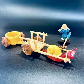 40100 Schleich Peyo 6411 Smurfs Snail Cart Wagon Carriage Playset Vintage 1980s Smurf Toy