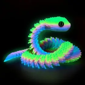 B0fnrkpjxv Sgyysg 3d Printed Snake Movable Articulated Toy 30 Inch Rainbow Glows In Dark