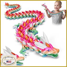 Shuwnd B0ffz6gbzj 24inch Large 3d Printed Dragon Open-mouthed Full Big Articulated Crysta