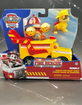 6067296 Spin Master Paw Patrol Rubble Rescue Fire Dump Truck Playset With Figure