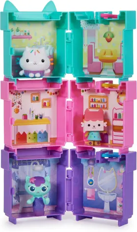 6067671 Spin Master Gabbys Dollhouse 3 Clip-on Playsets With Cakey Baby Box And Mercat Toy Figur