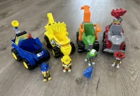 Spin Master 778988327623 Paw Patrol Lot Of 4 Dino Rescue Deluxe Vehicle And Figures Chase Rubble Rocky