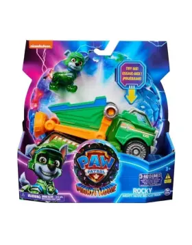 Spin Master 778988486474 Paw Patrol Rocky Figure Mighty Movie Recycler Truck With Lights Sounds