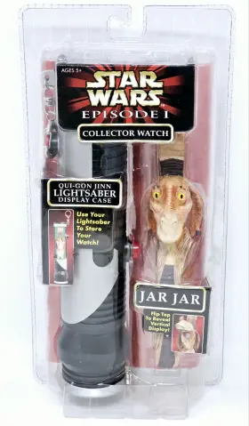 46264 Star Wars Episode 1 Jar Collector Watch With Lightsaber Display Case 1999