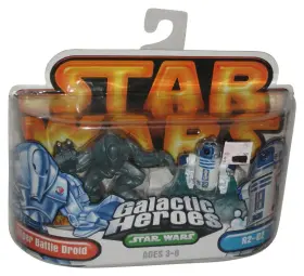 R2-d2 Star Wars 653569039679 Galactic Heroes 2005 Super Battle Droid And Hasbro Figure Set