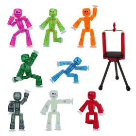 B08v94z9m4 Stikbot Zing Set Of 8 Clear Collectable Action Figures And Mobile Phone Tripod