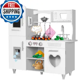 B0c8n9lsd8 Taohfe Led Upgrade Kitchen Set For Kids Wooden Play Gas Tray Sound