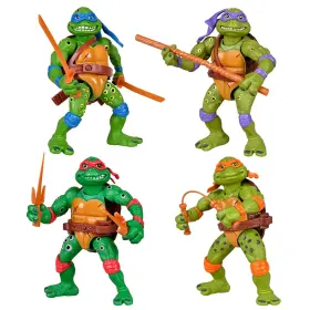 80995 Teenage Mutant Ninja Turtles Micro Tmnt Classic Movie Star Soft Bundle 90s Figures With Weapons And Rack