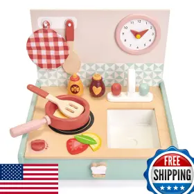 B0878n9x1x Tender Leaf Toys - Mini Chef Kitchenette Foldable Portable Wooden Kitchen
