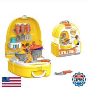 B0dfxqf7r8 The Finest Kids Portable Pretend Play Kitchen Set Backpack - Food Role-play Toy
