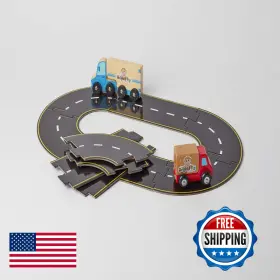 B086wqjkr2 The Original Toy Company Roads To Go 24-piece Road Playset