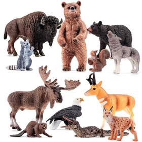 Thinkbay B0fmykf5xm 12pcs Large North American Animal Figurines Realistic Safari Woodland