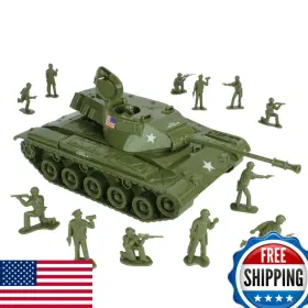 B0bsjxf3zh Tim Mee Toy Walker Bulldog Tank Playset- Od Green 13pc - Made In Usa
