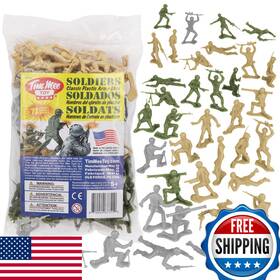 Tim Mee Toy B0c7xttj89 Timmee Plastic Army Men Od Green Tan Gray 72pc Soldier Figures
