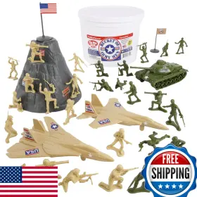 B0c7xyxzvg Tim Mee Toy Timmee Bucket Of Army Men - Od Green Vs. Tan 54pc Soldier Playset