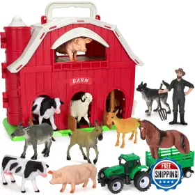 B0db15l5xm Toidgy Farm Animals Toys For Toddlers 1-5 Big Red Barn Playset With Animal Figure