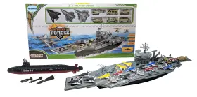 287277-305348 Toy Essentials Aircraft Carrier Ship With Warplanes And Submarine Combo Includes 18 Fig