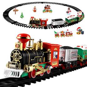 Toyvian B08hz3jz6w Christmas Railway Train Set 47.2 Track 4 Cars Lights And Sounds