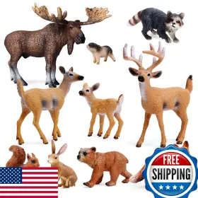 B085g48bnk Uandme 10pcs Forest Animals Figures Woodland Creatures Figurines Miniature Toys Cake