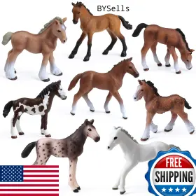 B08w47qy76 Uandme 8pcs Realistic Foal And Horse Figurines Plastic Pony Toys For Girls