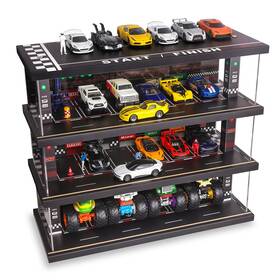 Waivvy B0frfwsspf Display Case For Hot Wheels Toy Car Garage With Led Lights Freestanding Parkin