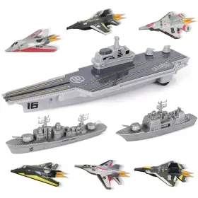 B0bwwhnbfl Wasaika Wask Army Military Aircraft Carrier Toy Set For Boys - Launching And Naval Ship Mo