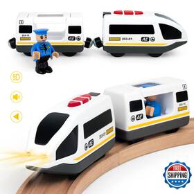 Wood City B09w2mxtzn Battery Operated Train For Wooden Track Electric Locomotive Set