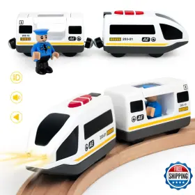 B09w2mxtzn Wood City Battery Operated Train For Wooden Track Electric Locomotive Set