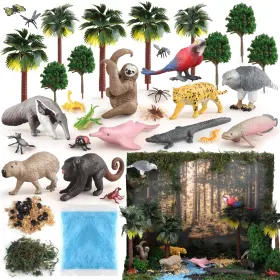 B0fjfkk2b4 Wookidel 37pcs Rainforest Animals Figures Toys Set Diorama Supplies Include J