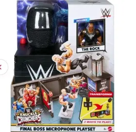 Wwe 194735307692 Knuckle Crunchers The Rock Final Boss Microphone Playset Wrestler Mattel Nib