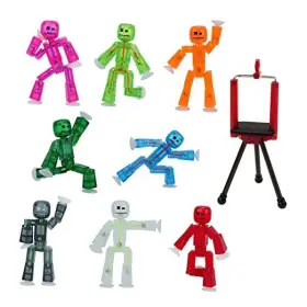 Tst888mt Zing Set Of 8 Clear Collectable Action Figures And Mobile Phone Tripod