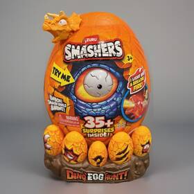Zuru Smden-04m-01 Smashers Dino Egg Hunt Sealed Toy Light Up Orange 35 Surprises Inside New