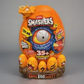 Smden-04m-01 Zuru Smashers Dino Egg Hunt Sealed Toy Light Up Orange 35 Surprises Inside New