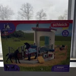 New Schleich Horse Club 34 Piece Toy Stall Play Set With Mare, Foal & Cat. 42611. Price: $39.99.
