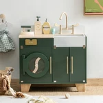 Robotime Play Kitchen Set- Wooden Toy Washing Machine Kids Washer And Dryer For New. Price: $115.40.